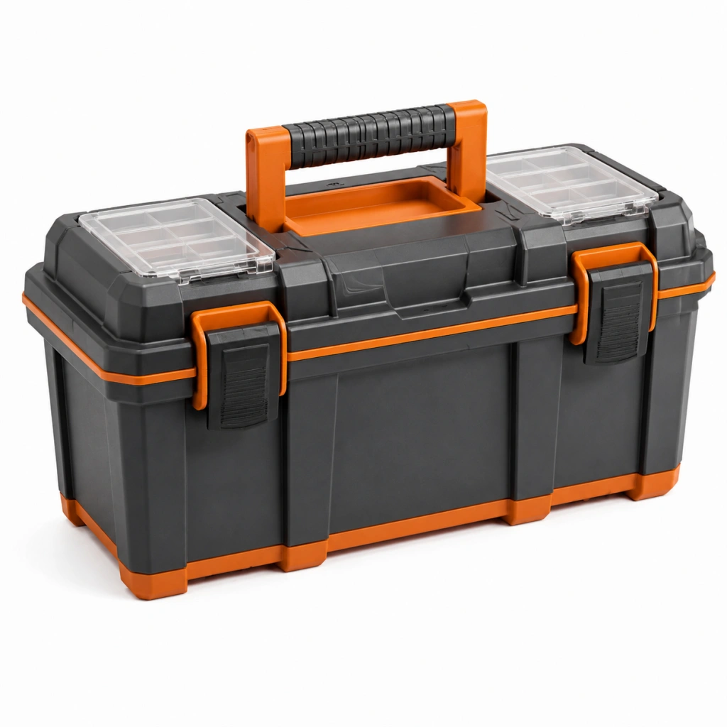Cassetta portautensili 58 cm in plastica grigio/arancione con organizer e maniglia