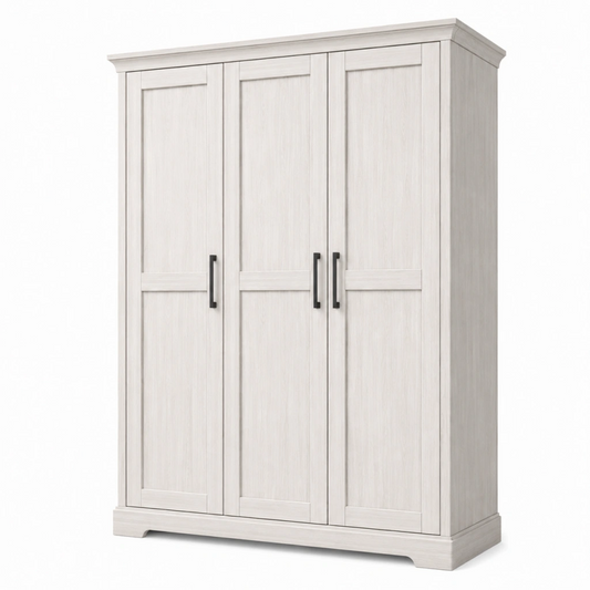 Armadio guardaroba 150 x 60 x 200 cm in legno ingegnerizzato bianco a 3 ante stile classico