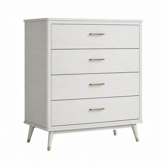 Cassettiera 80 x 40 x 100 cm in legno bianco con 4 cassetti stile moderno