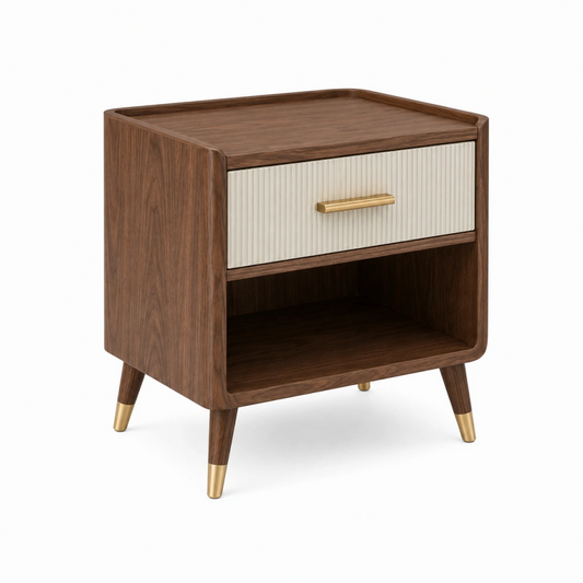 Comodino 50 x 40 x 60 cm in legno marrone con cassetto bianco stile moderno